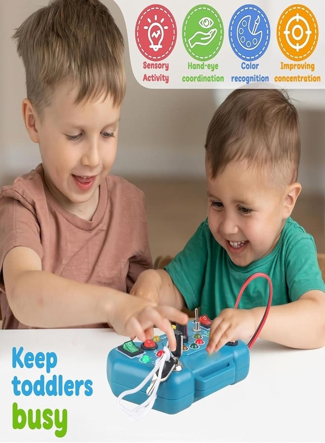 Chocozone Montessori Busy Board with Led Lights Travel Friendly Educational Gaming Console Preschool Toys for Kids Busy Board for Toddlers 1-3 Years ( Blue) - Image 4
